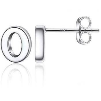 Silvora Pendientes de Letras O Plata Pendientes Pequeños Niña Chicas Pendientes Inicial O de Plalta