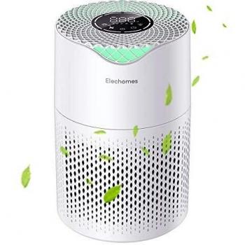 Elechomes Purificador de Aire con Filtro HEPA, Modo Auto, Modo de Suspensión, Luz Nocturna, Recordatorio de Cambio de Filtro, CADR 190m³/h para Polvo, Humo de Tabaco, Polen, Pelos de Mascotas P1800