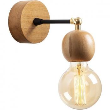 Aplique de pared WellHome, estructura de madera color natural