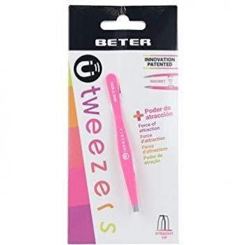 Beter 8412122099077 Pinza Depilar Magnética Punta Recta Fucsia - 1 Unidad
