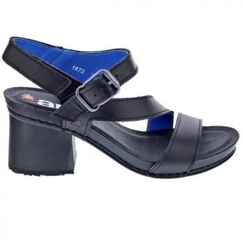 Art I Wish Grass Waxed Black - Sandalias de Tacón para Mujer de Piel Negras con Cierre de Hebilla