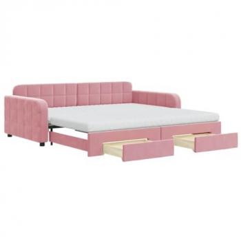 Sofá Cama Nido Terciopelo Rosa 100x200 cm con Cajones