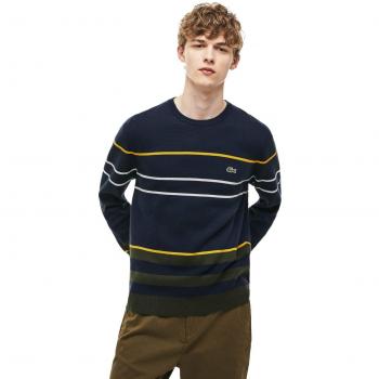 Lacoste - Jerséi - Rayas - Manga Larga - para Hombre Meridian Blue/Baobab-Pome XL