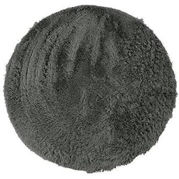 Alfombra Redonda Lavable Shaggy Extra Suave de Microfibra Gris Oscuro Ø 160 cm