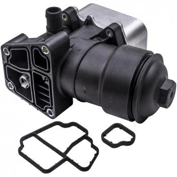 Oil Cooler Housing with Radiator Cap Gasket compatible for Audi VW Skoda 03L115389C 03L1153 BFO - Oil Cooler Cap Housing Filter + Gasket for Audi Seat Skoda VW CC 2.0TDI