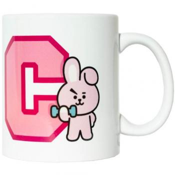 Taza BT21 Cooky de Cerámica Blanca y Rosa