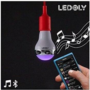 Bitblin Bombilla LED Multicolor Bluetooth con Altavoz Ledoly C2000 E27, 4 W, Blanco, 15 x 9 cm