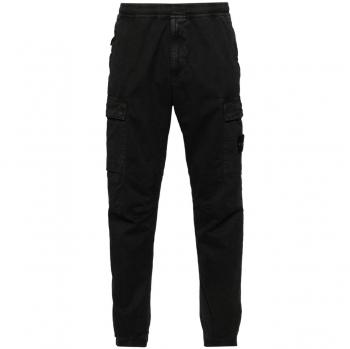 Stone Island Men's Logo Cotton Cargo Trousers in Black | Size 33 | 8115313L1A0129