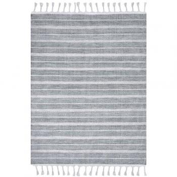 Alfombra de Tela Gris Claro 160 x 230 cm con Patrón a Rayas y Plástico Reciclado