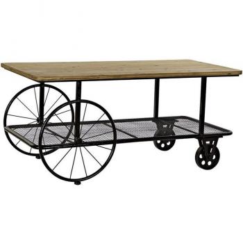 Mesa centro metal abeto 112 x 54 x 52 ruedas negro