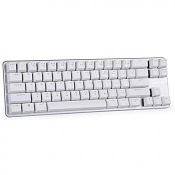 Qisan Mecánica Teclado Gaming Keyboard Negro Interruptor 68-Keys Mini Diseño Teclado para juegos con conexión de cable con conexión de datos OTG Blanco Plata