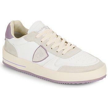 Philippe Model Women's NICE LOW Sneakers - White Lilac Perforated Calfskin, Size 8 US