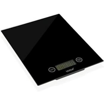 Báscula de Cocina Versa Negro: Báscula digital, capacidad de 5 kg, precisión de 1 g, pantalla LCD retroiluminada, diseño compacto y elegante en color negro, función de tara y apagado automático