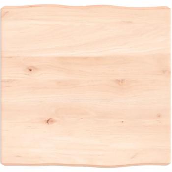 Tabla de mesa de madera maciza de roble con bordes vivos, dimensiones 40x40x6 cm, sin tratar, color marrón