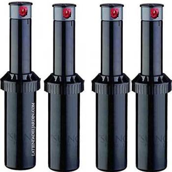 Aspersor de riego KRain SuperPro, pack de 4 unidades, turbina ajustable, rosca hembra 3/4'', alcance de 7,9 a 14,9 m