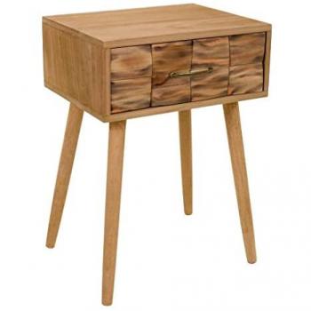 Mesita de madera marrón WANDERLUST DECO 44x38x63h cm estilo Colonial con un cajón