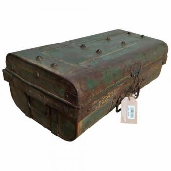 Maleta Decorativa de Metal Marrón Artesanal 53x28x18 cm