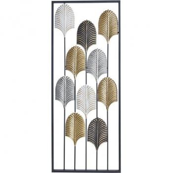 Fíjalo Decoración de Pared en Metal con Diseño de Hojas - Estilo Moderno y Colorido (35 x 2 x 90 cm)
