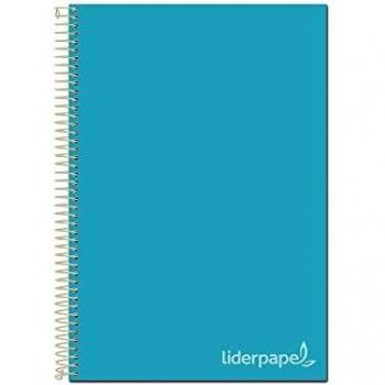 Cuaderno espiral liderpapel a4 micro jolly tapa forrada 140h 75 gr cuadro 5mm 5 bandas4 taladros color celeste