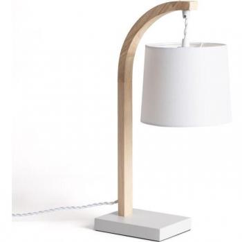 Lámpara de Mesa de Tela y Madera Haakon Blanco
