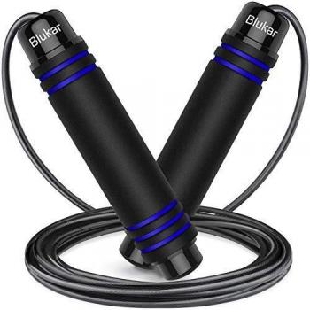 Blukar Cuerda para Saltar, Cuerda Saltar Comba con Mango Antideslizante de Espuma Suave Cuerda Ajustable Libre y Rodamientos de Bolas de Rápidos para Fitness, Ejercicio de Intervalos, Crossfit - 2.8M
