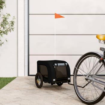 Remolque de bicicleta para mascotas de hierro con tela Oxford negra