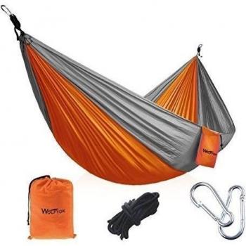Wolfyok Hamaca portátil paracamping, 3ª generación, multifunción, Nylon de paracaídas, montaje super fácil de paracaídas, aire libre, viaje, jardín, para varias personas, capacidad 230 kg, naranja