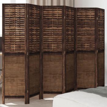 Separador de Ambientes 6 Paneles Marrón Oscuro Madera Sólida de Paulownia