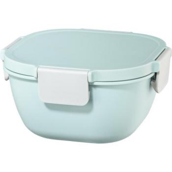 Fiambrera Xavax 1,7 L Pastel Azul y Gris con Cubiertos, Apta para Microondas, Cierre Práctico