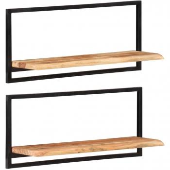 vidaXL Wall Shelves 2 pcs 80x25x35 cm Solid Wood Acacia and Steel