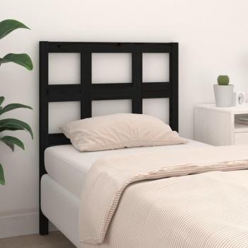 Cabecero para cama negra de madera maciza de pino 95,5x4x100 cm