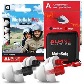 Alpine MotoSafe Pro Motorcycle Earplugs - Reusable Hearing Protection with Wind Noise Reduction - 2 Pairs