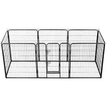 vidaXL Dog Playpen 8 Panels Steel 80x100 cm Black