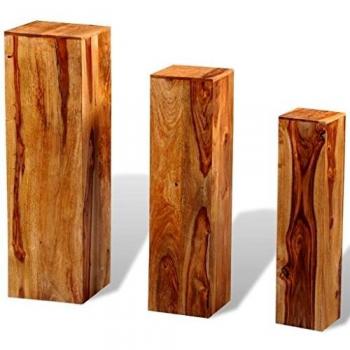 vidaXL 3 Piece Plant Stands Solid Sheesham Wood Brown