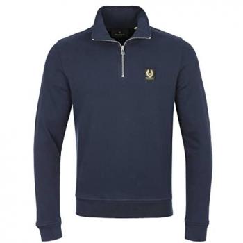 Belstaff Men's Dark Ink Quarter Zip Sweatshirt, Size Medium