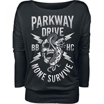 Parkway Drive None Survive Mujer Camiseta Manga Larga Negro S, 95% Viscosa, 5% elastán, Regular