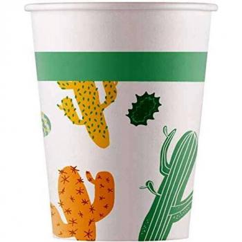 Folat - Tazas Papel Compostable Cactus 200ml - 8 piezas