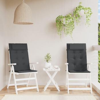 Highback Chair Cushions Set of 2 - Black Oxford Fabric