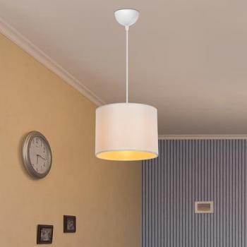 Lámpara colgante Willenhall pantalla cilíndrica 60xØ22 cm - Crema E27