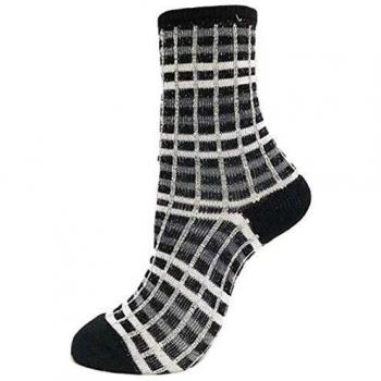 Pierre Mantoux Seth-Velia Collection - Calcetines de algodón, diseño de cuadros, color negro y gris Nero Grigio Argento S/M