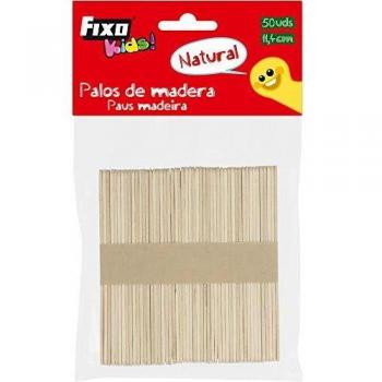 Fixo Kids 68005200. Pack de 50 Palos de Madera Natural Finos, 11,4cm