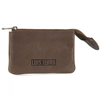 Monedero Pequeño para Hombre Lois - Piel Genuina Marrón Oscuro con RFID y Llavero Incluido