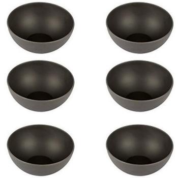 Pandoo - Juego de 6 cuencos de bambú, sin BPA, aptos para alimentos, para pícnic y camping, para el uso diario, aptos para lavavajillas y apilables, Negro
, small