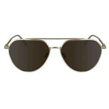 Calvin Klein CK24100S Unisex Full-Rim Pilot Sunglasses, Matte Gold Frame, Medium Yellow Lens/CAT3