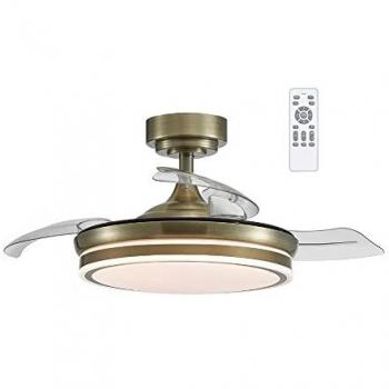 Ventilador de Techo LED Perla Mini con Aspas Retráctiles, Motor DC Silencioso, 3 CCT Regulable (35W) y Mando a Distancia