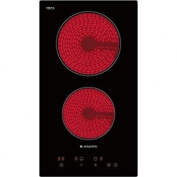 aspes APV1201 Placa Vitrocerámica Táctil de Cristal Negro. Potencia 3000 W. 9 Niveles de Cocción. Temporizador