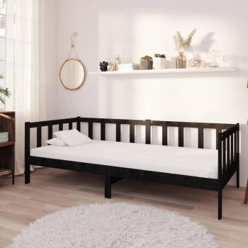 Sofá Cama de Madera Maciza de Pino Negro Rústico 90x200 cm