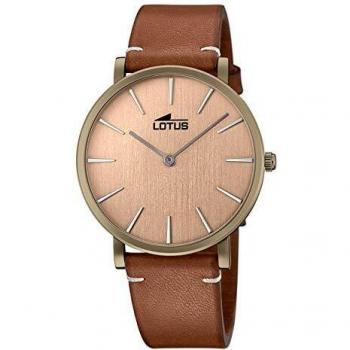 Reloj Unisex Lotus Minimalista 18783/2 Acero Cobre y Cuero Marrón con Movimiento de Cuarzo