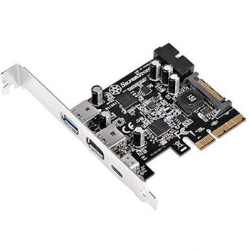 Silverstone SST-ECU05 - SuperSpeed External USB 3.1 Tipo C, 2X USB 3.0 Tipo A, 1x USB 3.0 Interno Tarjeta PCI-E Express Gen 2.0 2X, 10 Gbps, acepta Perfil bajo