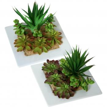 PAME 28985 - Set de 2 macetas con flores artificiales, 14 x 19 x 19 cm